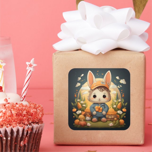 Niedlicher Hasenaufkleber Quadratischer Aufkleber (Party)