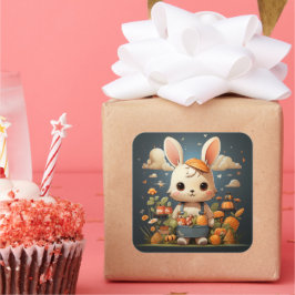 Niedlicher Hasenaufkleber Quadratischer Aufkleber