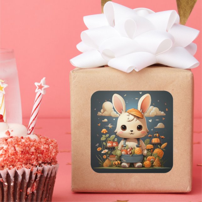 Niedlicher Hasenaufkleber Quadratischer Aufkleber (Party)