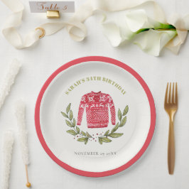 Niedlicher, hässlicher Winter Rot jeden Geburtstag Pappteller