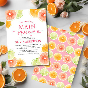 Niedlicher Haupt-Squeeze Citrus Brautparty Orange Einladung