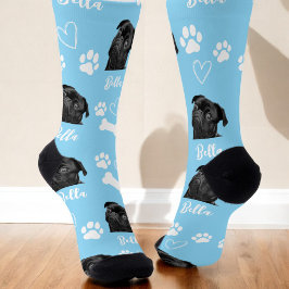 Niedlicher Haustier Hund Lover Blue Foto Socken