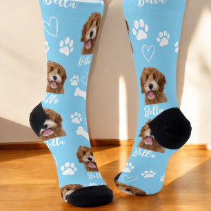 Niedlicher Haustier Hund Lover Blue Foto Socken