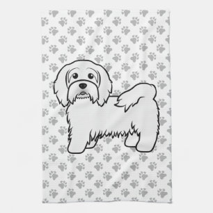 Niedlicher Havanese-Kartoon-Hunde-Illustration Geschirrtuch