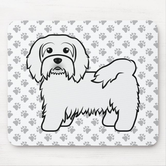 Niedlicher Havanese-Kartoon-Hunde-Illustration Mousepad (Vorne)