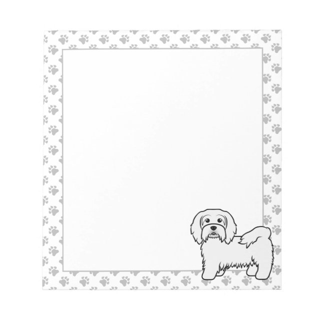 Niedlicher Havanese-Kartoon-Hunde-Illustration Notizblock (Vorderseite)