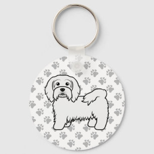 Niedlicher Havanese-Kartoon-Hunde-Illustration Schlüsselanhänger