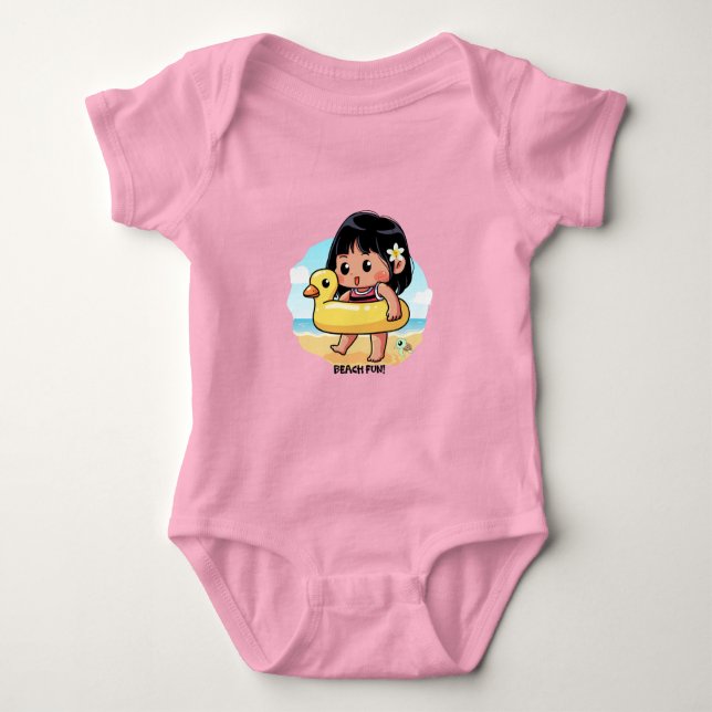 Niedlicher Hawaiianischer Strandtag Baby Strampler (Vorderseite)