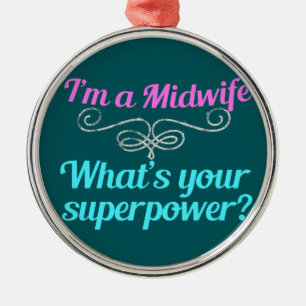 Niedlicher HebammeSuperhero Silbernes Ornament