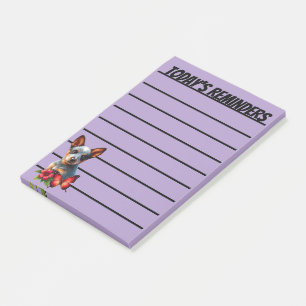 Niedlicher Heeler Welpe mit Schmetterling und Blum Post-it Klebezettel