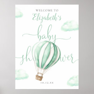 Niedlicher Heißluftballon Babydusche Begrüßungszei Poster