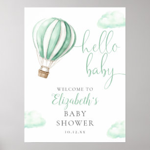 Niedlicher Heißluftballon Babydusche Begrüßungszei Poster