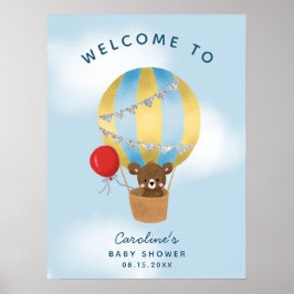 Niedlicher Heißluftballon Babydusche Begrüßungszei Poster
