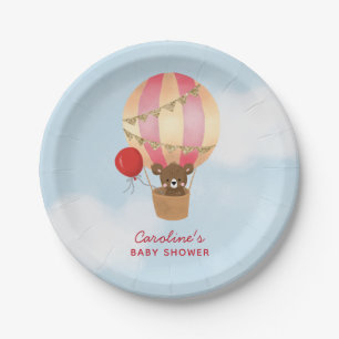 Niedlicher Heißluftballon Girl Babydusche Pappteller