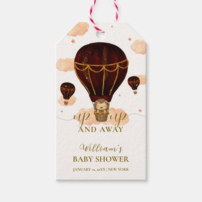 Niedlicher Heißluftballon Jungle Lion Boy Babydusc Geschenkanhänger (Vorderseite)