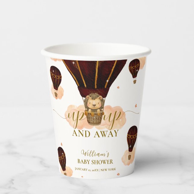 Niedlicher Heißluftballon Jungle Lion Boy Babydusc Pappbecher (Vorderseite)