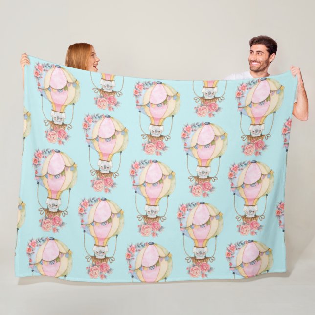 Niedlicher Heißluftballon mit Bärenfarben-Muster Fleecedecke (Beispiel)