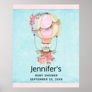 Niedlicher Heißluftballon mit Bärenfarben-Poster Poster