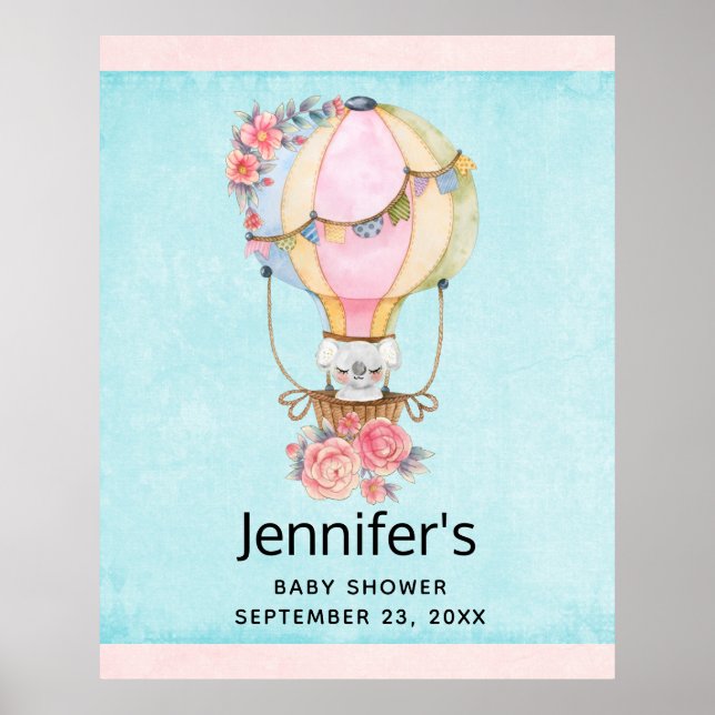 Niedlicher Heißluftballon mit Bärenfarben-Poster Poster (Vorne)