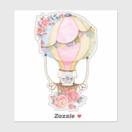 Niedlicher Heißluftballon mit Bärenwasser Aufkleber