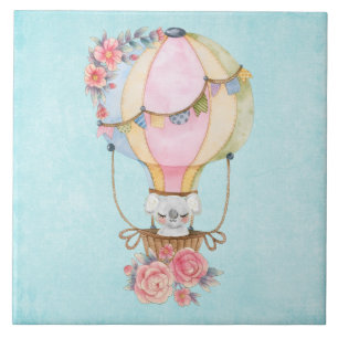 Niedlicher Heißluftballon mit Bärenwasser Fliese