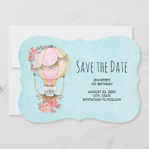 Niedlicher Heißluftballon mit Bärenwasser Geburtst Save The Date