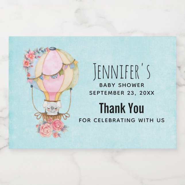 Niedlicher Heißluftballon mit Bärenwasser Lebensmitteletikett (Einzelnes Label)