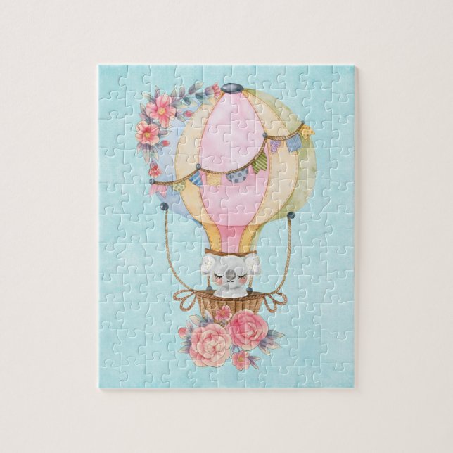 Niedlicher Heißluftballon mit Bärenwasser  Puzzle (Vertikal)