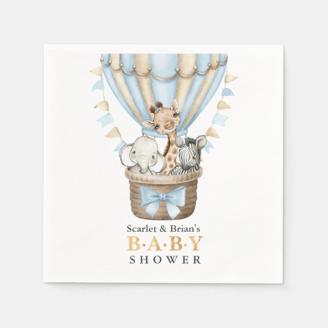 Niedlicher Heißluftballon Safari Tiere Kinderdusch Serviette (Vorderseite)