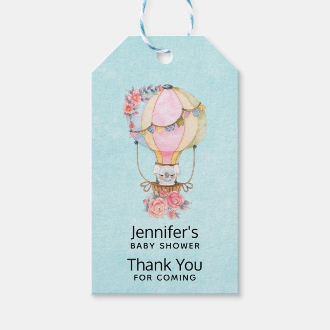 Niedlicher Heißluftballon Wasserfarbe Kinderdusche Geschenkanhänger (Vorderseite)