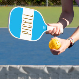 Niedlicher, heller Himmelblau - Streifen Text Pickleball Schläger