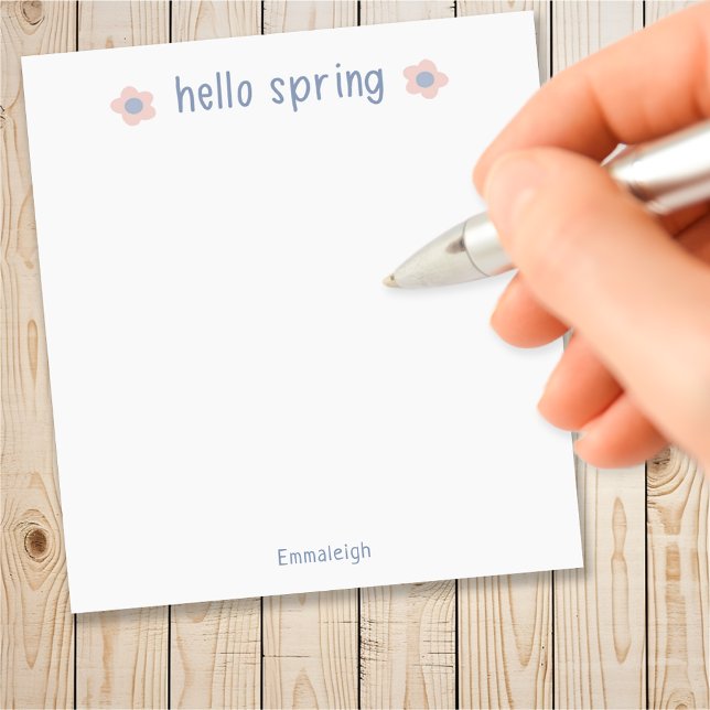Niedlicher Hello Spring Floral Mit Monogramm Notizblock (Von Creator hochgeladen)