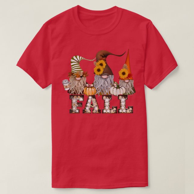 Niedlicher Herbst 3 Gnome Fall Kaffeepumpkins Than T-Shirt (Design vorne)