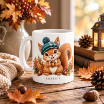 Niedlicher Herbst-Eichhörnchen mit Karomütze – Wal