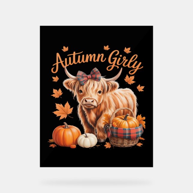 Niedlicher Herbst Herbst Herbst Herbst Girl-Ernted Acrylschild (Vorderseite)