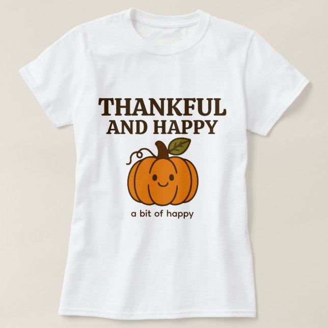 Niedlicher Herbst Pumpkin Doodle "Dankbar & Glückl T-Shirt (Design vorne)