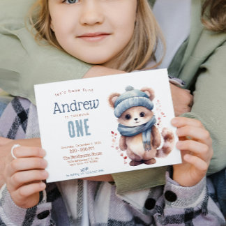 Niedlicher Herbst Winter Geburtstagsparty Einladung