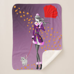 Niedlicher Herbstausgang Winterhundwanderung Lila Sherpadecke