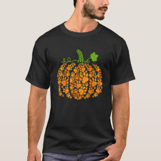 Niedlicher Herbstfall Pumpkin Hund Katzenpflaster  T-Shirt