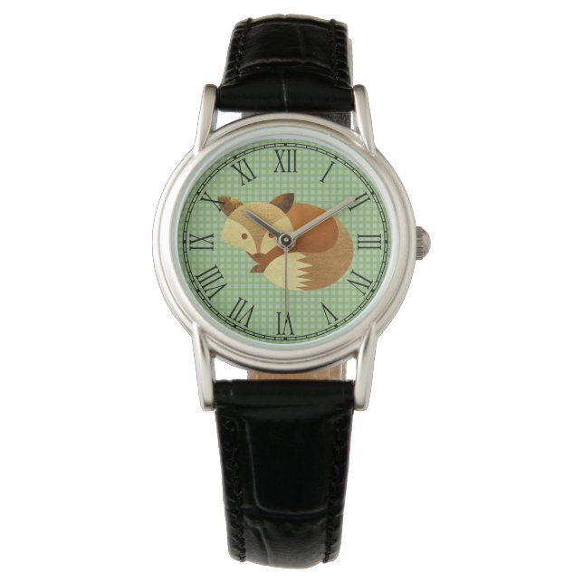 Niedlicher Herbstfox Armbanduhr (Vorderseite)