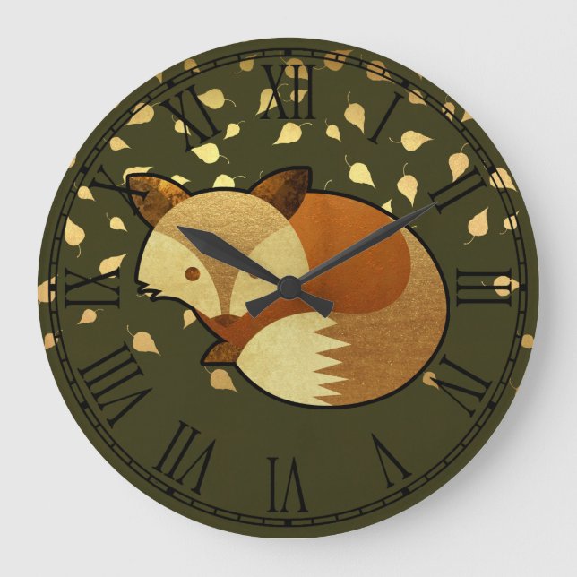 Niedlicher HerbstFox Große Wanduhr (Vorderseite)