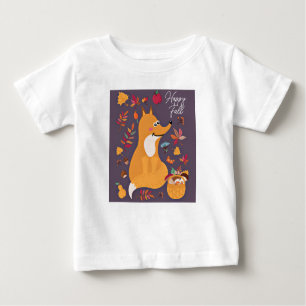 Niedlicher Herbstfox mit benutzerdefiniertem Text Baby T-shirt
