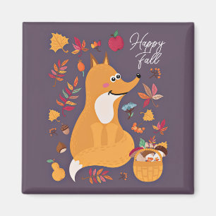 Niedlicher Herbstfox mit benutzerdefiniertem Text Magnet