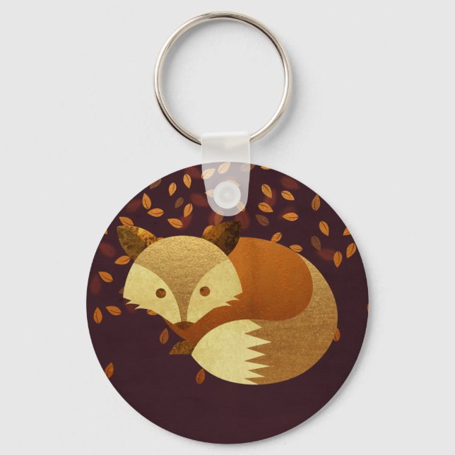 Niedlicher Herbstfox Schlüsselanhänger (Vorderseite)