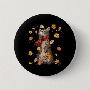 Niedlicher Herbstkater Fall Breeze Kitten Katzenka Button
