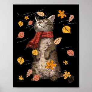 Niedlicher Herbstkater Fall Breeze Kitten Katzenka Poster
