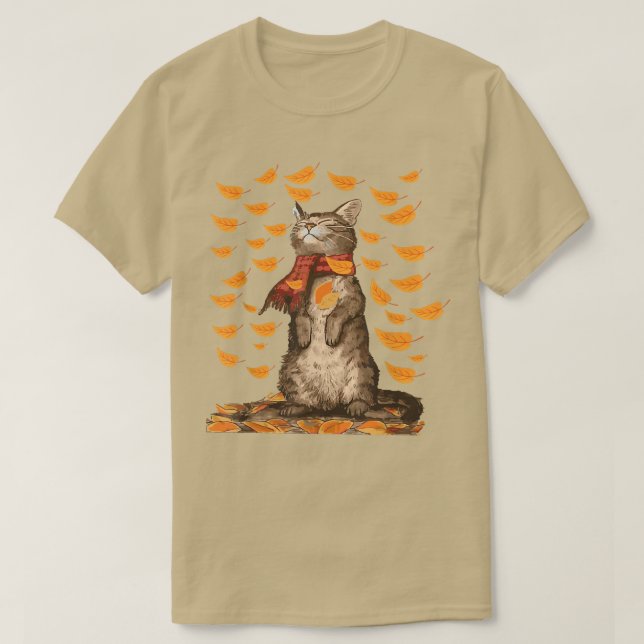 Niedlicher Herbstkater Fall Breeze Kitten Katzenka T-Shirt (Design vorne)
