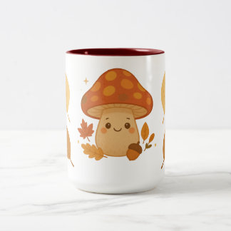Niedlicher Herbstpilz auf gemütlichen Folies Zweifarbige Tasse