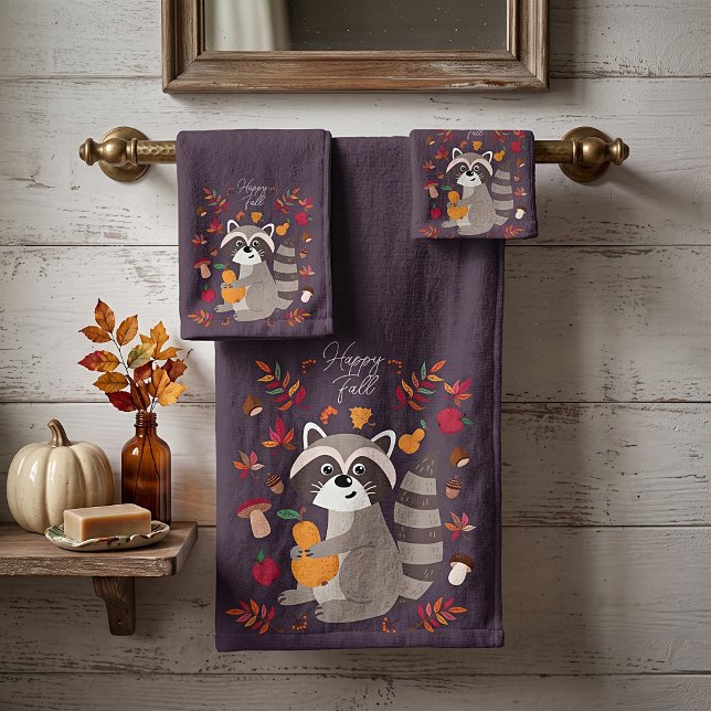 Niedlicher Herbsttracoon mit benutzerdefiniertem T Badhandtuch Set (Von Creator hochgeladen)