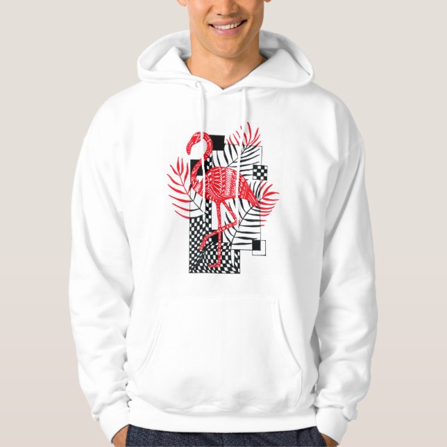 Niedlicher Herrenjunge mit rotem Flamingo-Druck Hoodie (Vorderseite)